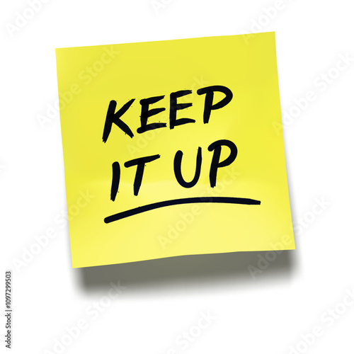 ‘Keep It Up’ written on yellow sticky note with cast shadow 