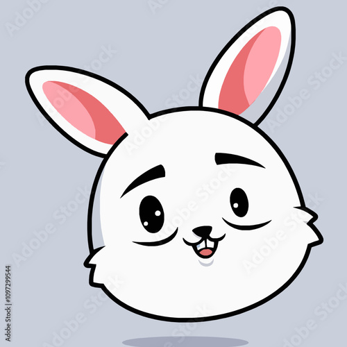 Charming and Playful Cartoon Rabbit Face Illustration