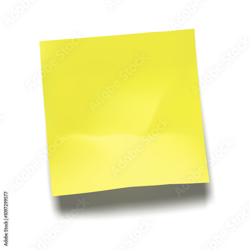 Blank yellow sticky note with cast shadow 