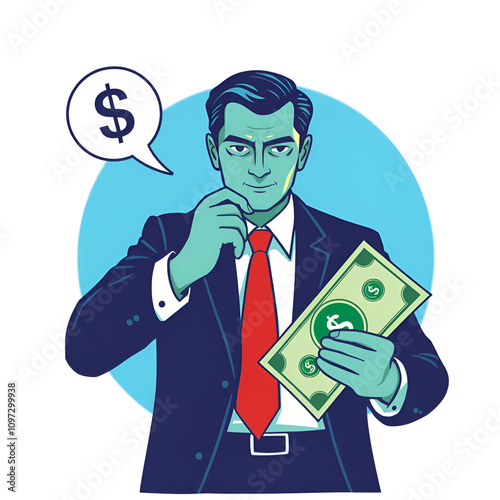 Man with Dollar vector Bribery or Corruption concept colored icon photo