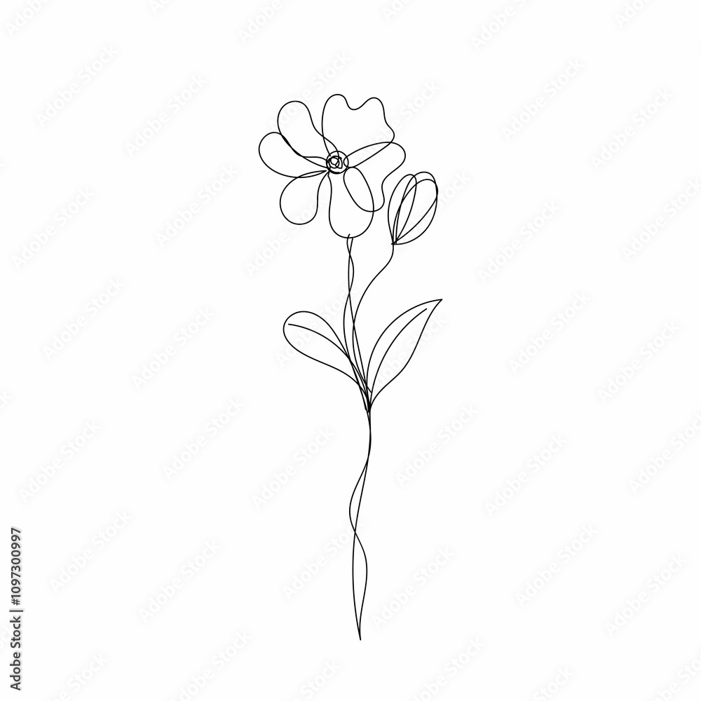 Naklejka premium Rose flower line drawing vector