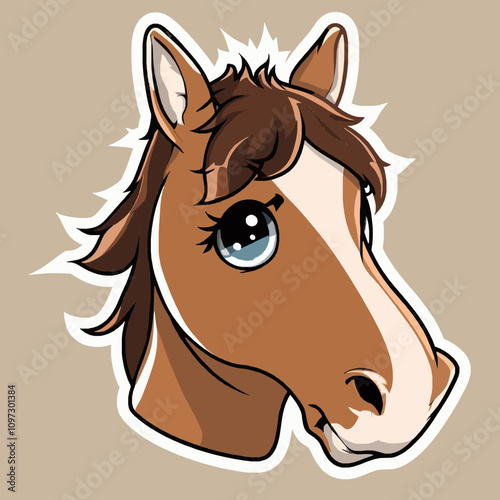 Whimsical Cartoon Illustration of a Playful Horse Face