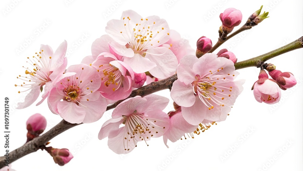 Stunning High-Resolution Watercolor Painting of Chinese Pink Plum Blossom Branch on White Background - Elegant Floral Art for Home Decor and Design Stunning High-Resolution Watercolor Painting of Chinese Pink Plum Blossom Branch on White Background - Elegant Floral Art for Home Decor and Design