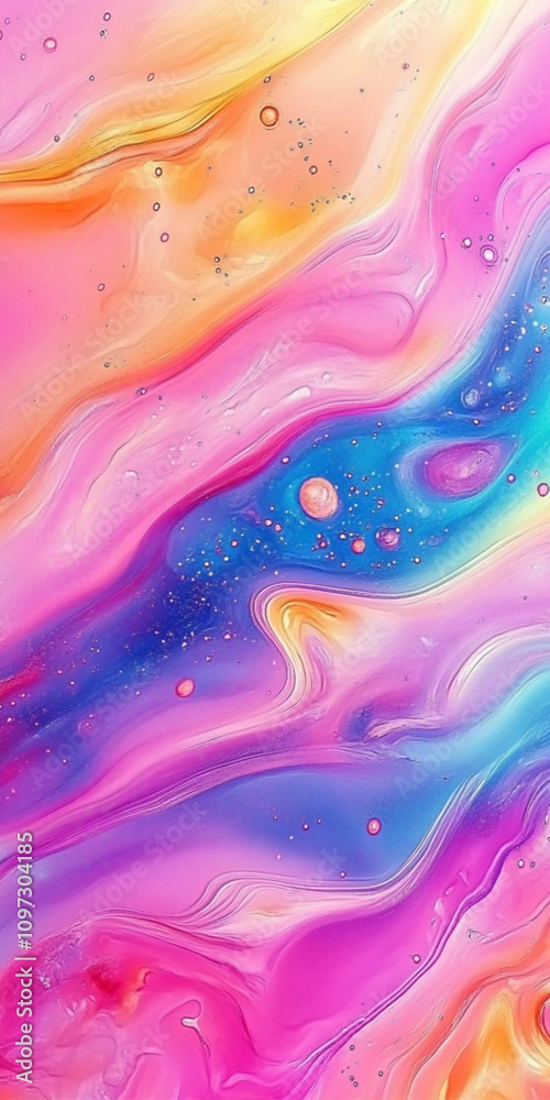 A shiny liquid pattern that is psychedelic and iridescent, with bright colors A shiny liquid pattern that is psychedelic and iridescent, with bright colors