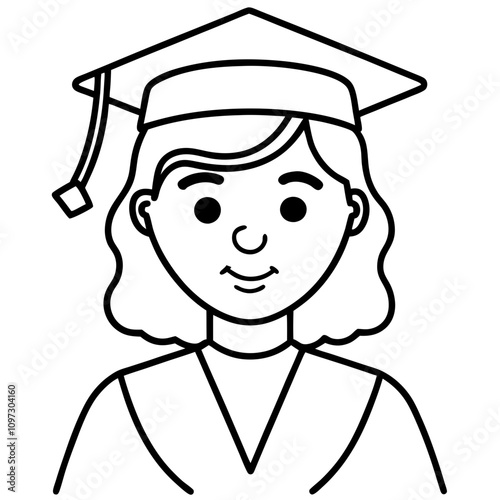 graduation girl cartoon illustration