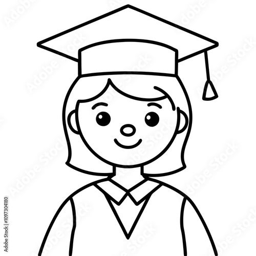 graduation girl cartoon illustration