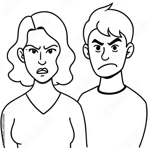 and drawn angry couple