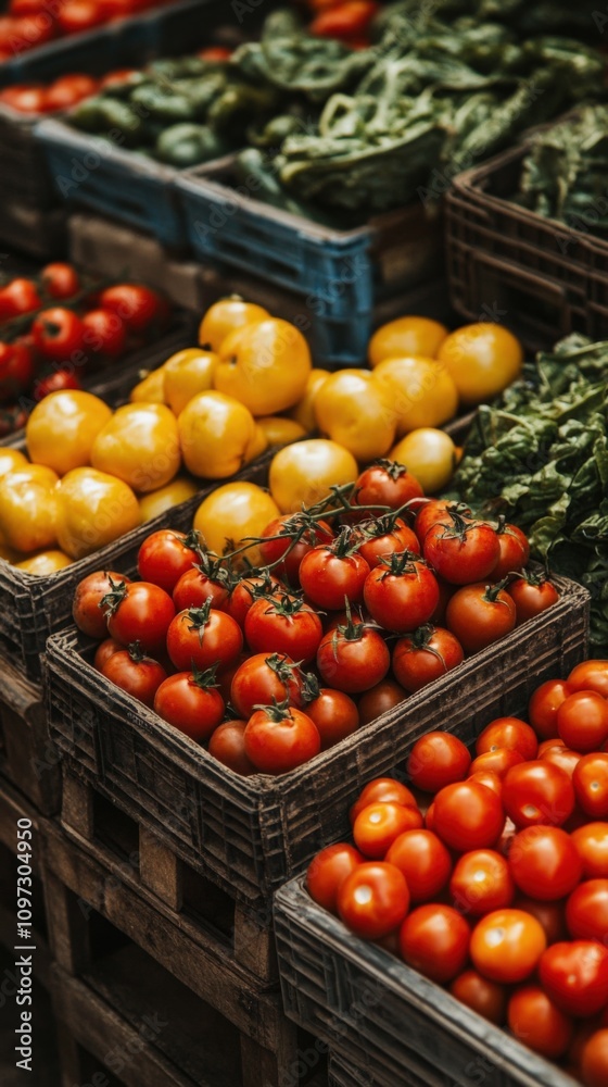 Vibrant Organic Produce Displayed at Local Market Vibrant Organic Produce Displayed at Local Market