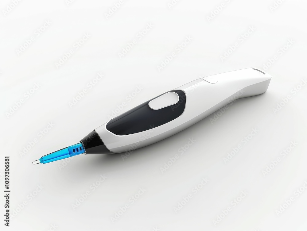 A sleek, modern pen featuring a blue ink cartridge, designed for precision writing and stylish functionality, set against a minimalist background.