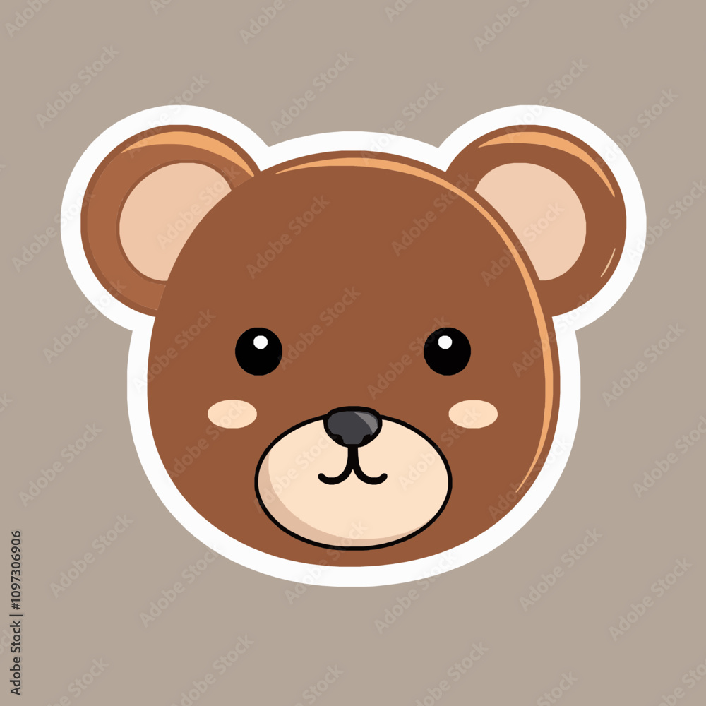 Cute and Playful Cartoon Bear Face Illustration for Kids