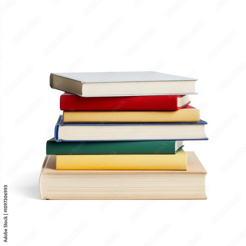 Stack of colorful books on white background, perfect for education Stack of colorful books on white background, perfect for education