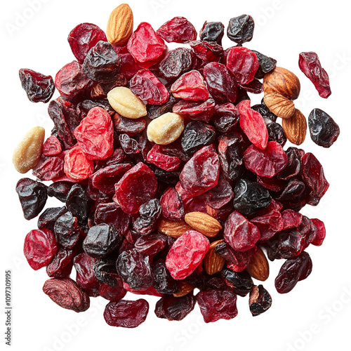 Tasty Dried Cranberry and Nut Mix Isolated On White Background  photo