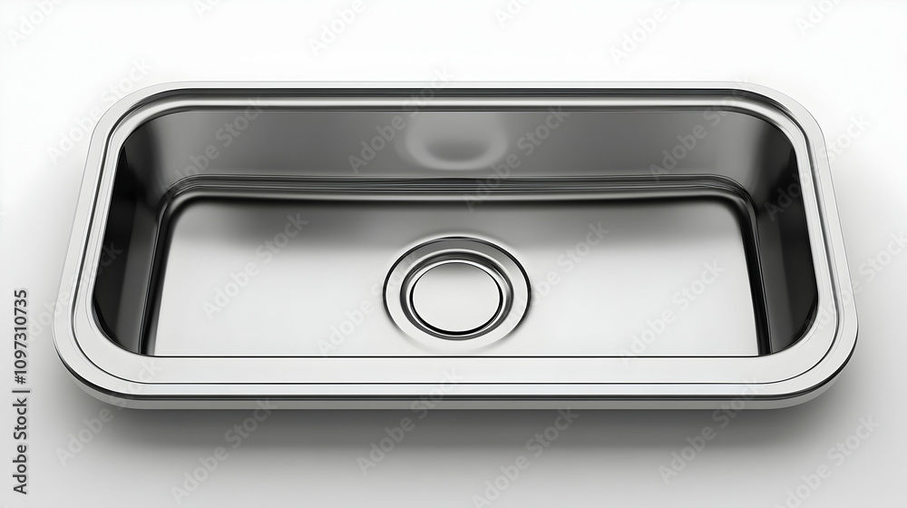 Rectangular stainless steel kitchen sink with drain. Rectangular stainless steel kitchen sink with drain.