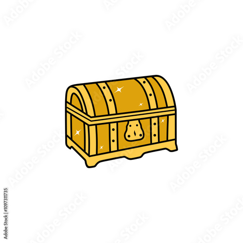 gold color treasure box mystery chest vector illustration