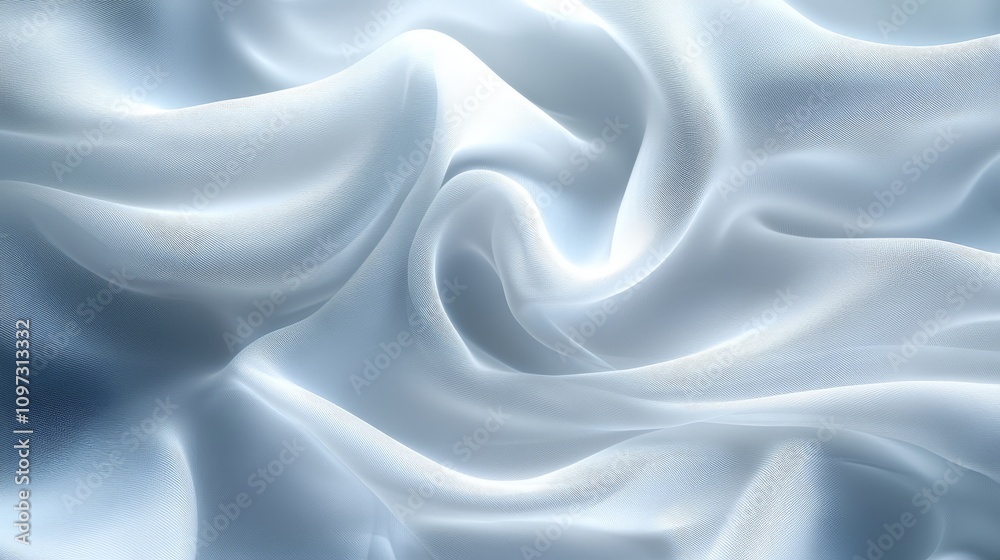 Fototapeta premium Bright silver and white silky abstract patterns with flowing textures, emphasizing light, softness, and a futuristic aesthetic for modern and serene visual projects