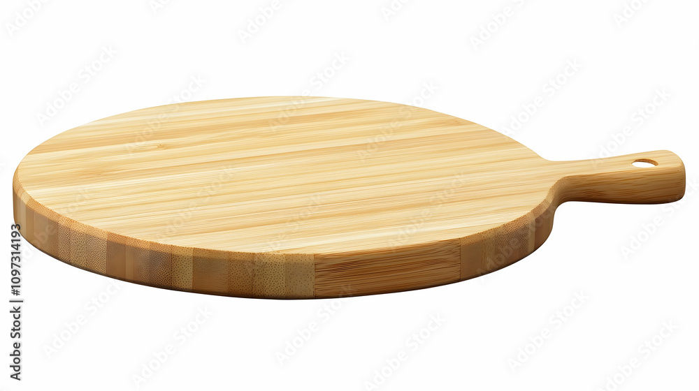 Round wooden cutting board with a handle, isolated on white background. Round wooden cutting board with a handle, isolated on white background.