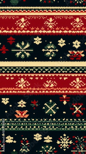 A pixelated Christmas sweater pattern