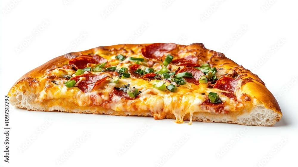 Delicious Pepperoni Pizza Slice With Green Onions Delicious Pepperoni Pizza Slice With Green Onions