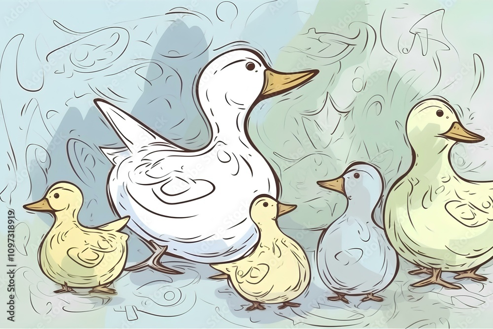 Obraz premium duck and ducklings