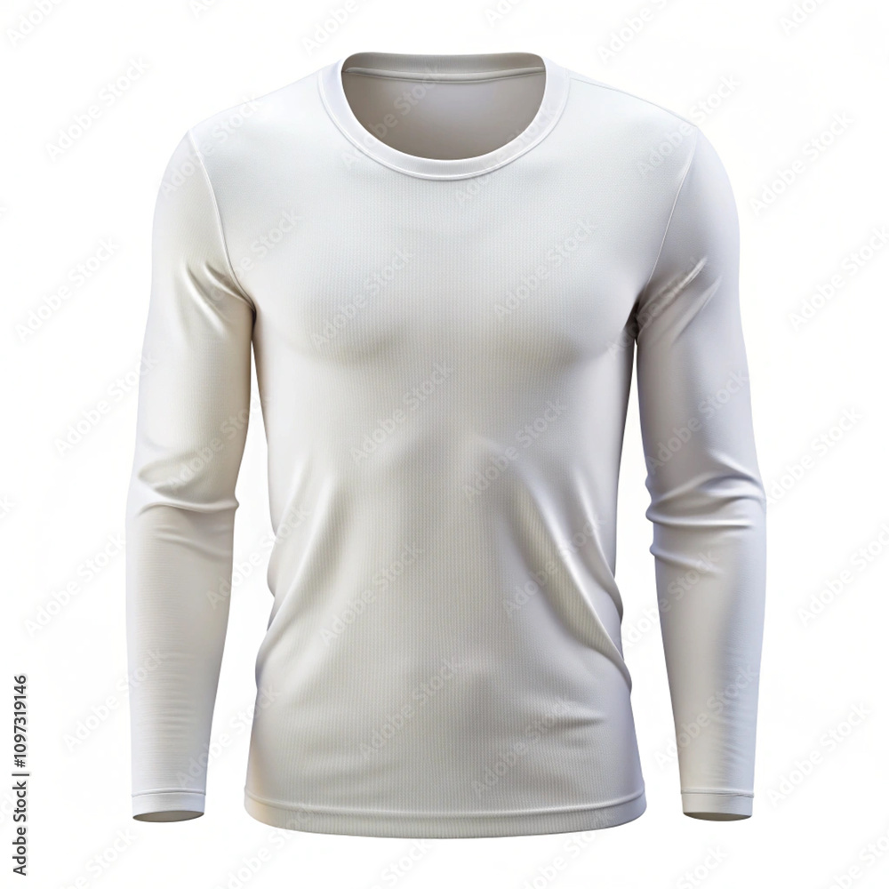 Blank white long sleeve t shirt mockup, front view, natural shape on invisible mannequin, your design t mockup for print, isolated on white background with clipping path Blank white long sleeve t shirt mockup, front view, natural shape on invisible mannequin, your design t mockup for print, isolated on white background with clipping path