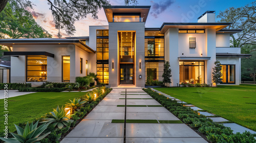 modern house with garden