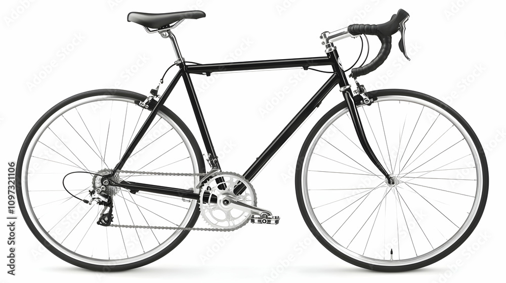 Sleek black road bicycle isolated on white background. Sleek black road bicycle isolated on white background.