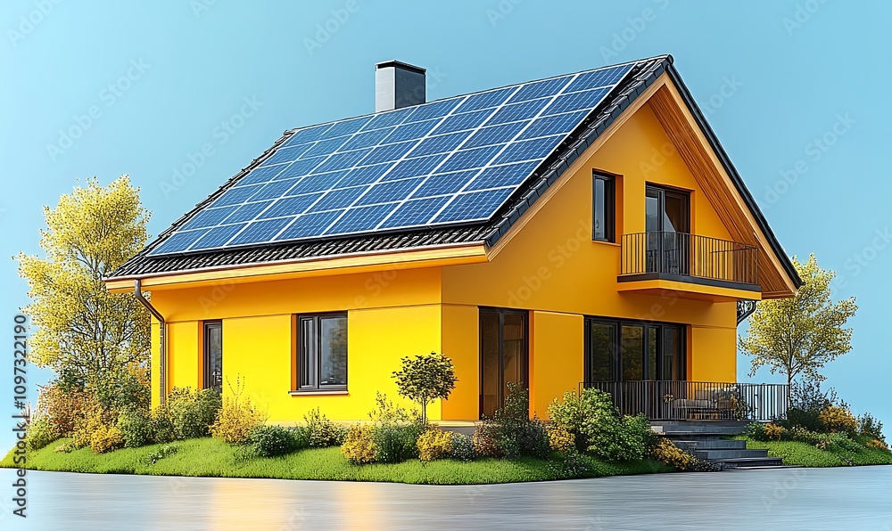 the house and solar panels on the roof. The concept of an energy-efficient home. 3D illustration design,
the house and solar panels on the roof. The concept of an energy-efficient home. 3D illustration design,