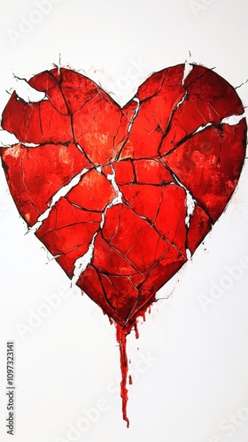 Bleeding broken heart representing pain and suffering