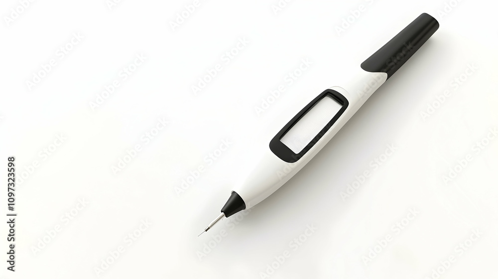 Sleek, modern stylus pen with a digital display isolated on a white background. Sleek, modern stylus pen with a digital display isolated on a white background.