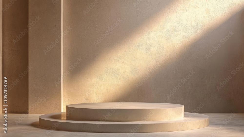 Obraz premium Minimalist Product Display with Two-Tiered Circular Platform