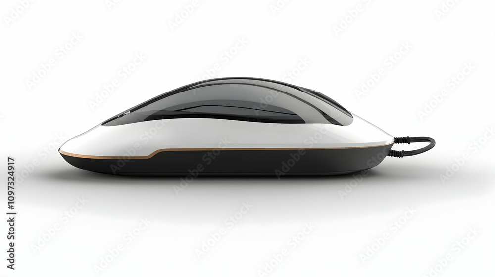 Sleek white and black futuristic computer mouse isolated on white background. Sleek white and black futuristic computer mouse isolated on white background.