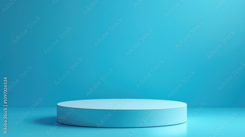A Single Circular Pedestal on a Blue Background A Single Circular Pedestal on a Blue Background