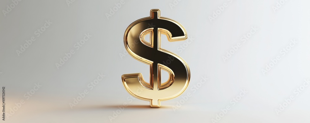 Golden dollar symbol: luxurious representation of Golden dollar symbol: luxurious representation of