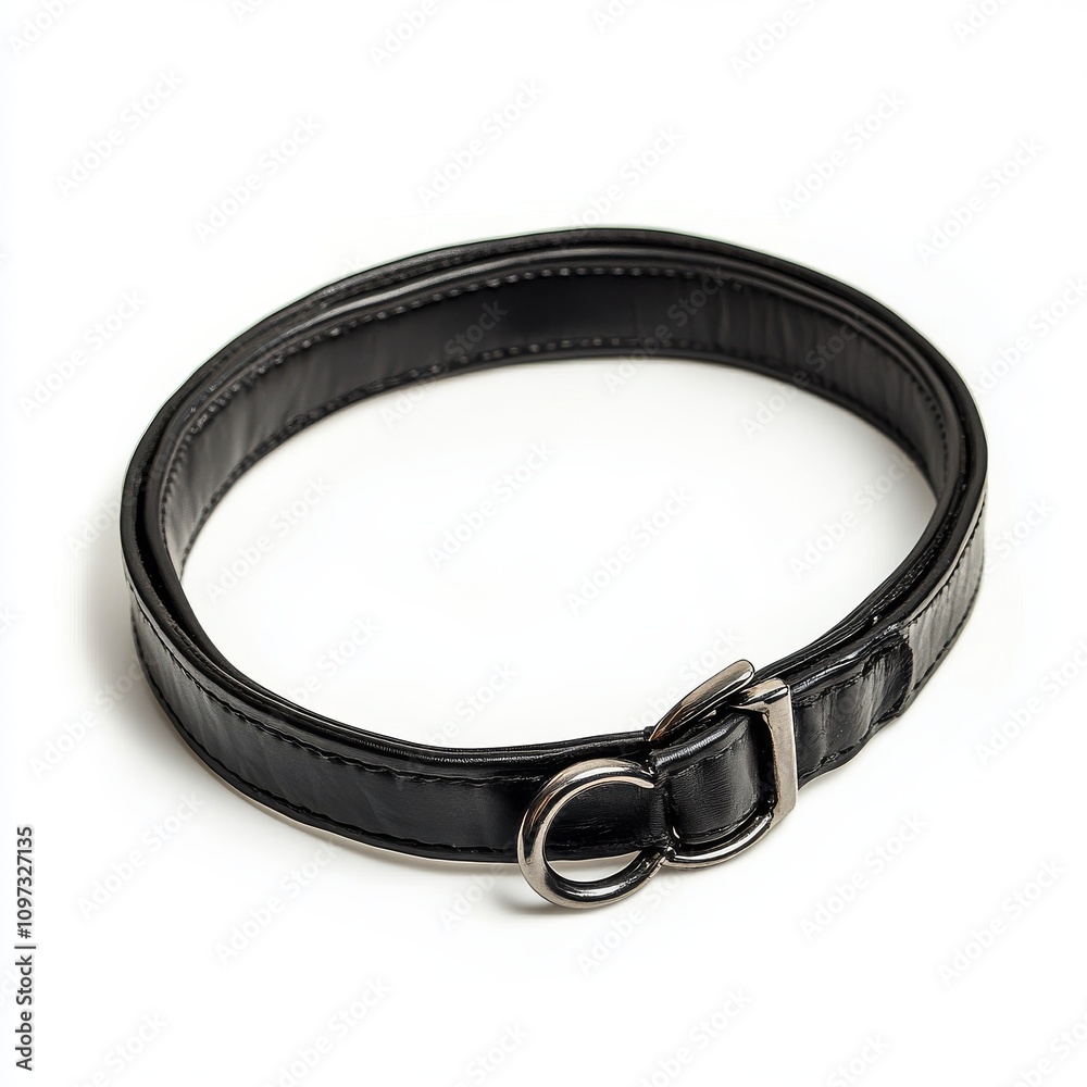 sleek black dog collar with shiny buckle and D ring sleek black dog collar with shiny buckle and D ring