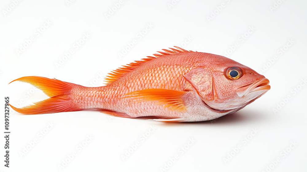 Fresh red snapper displayed on a clean white background for culinary presentation Fresh red snapper displayed on a clean white background for culinary presentation