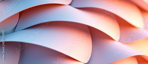Minimalist abstract design of interlocking curved shapes in soft peach and white tones, with smooth gradients and a modern, elegant aesthetic, ideal for premium backgrounds or illustrations