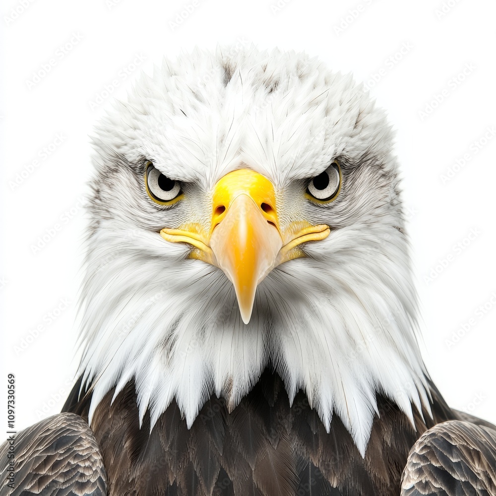 Majestic eagle with intense gaze, showcasing powerful features and details Majestic eagle with intense gaze, showcasing powerful features and details