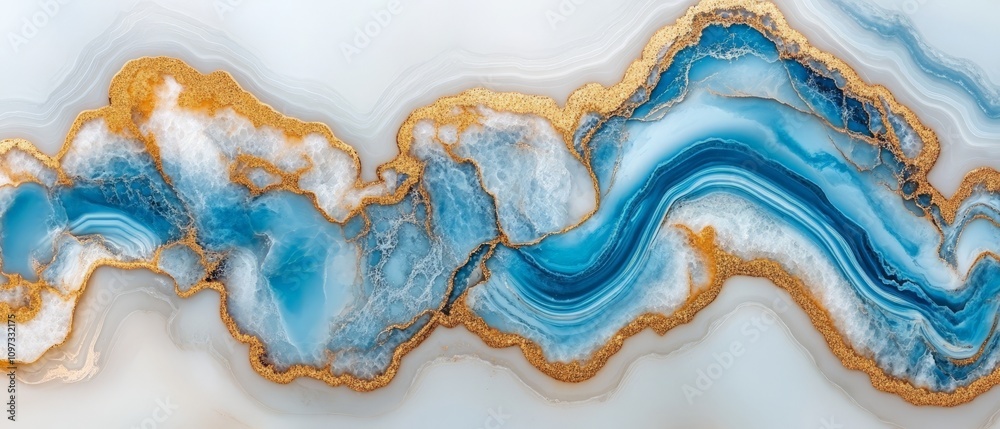 Blue agate slice with intricate patterns and vivid contrasts, featuring natural gradients of white and amber, perfect for gemstone art and abstract geological themes Blue agate slice with intricate patterns and vivid contrasts, featuring natural gradients of white and amber, perfect for gemstone art and abstract geological themes