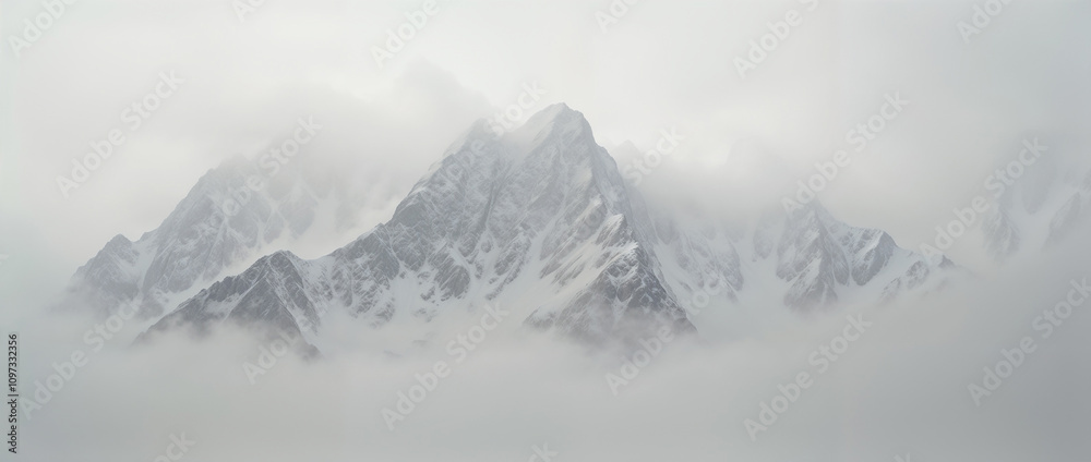 Mystical Mountain Range Shrouded in Morning Fog Creates Ethereal Dreamlike Landscape Mystical Mountain Range Shrouded in Morning Fog Creates Ethereal Dreamlike Landscape