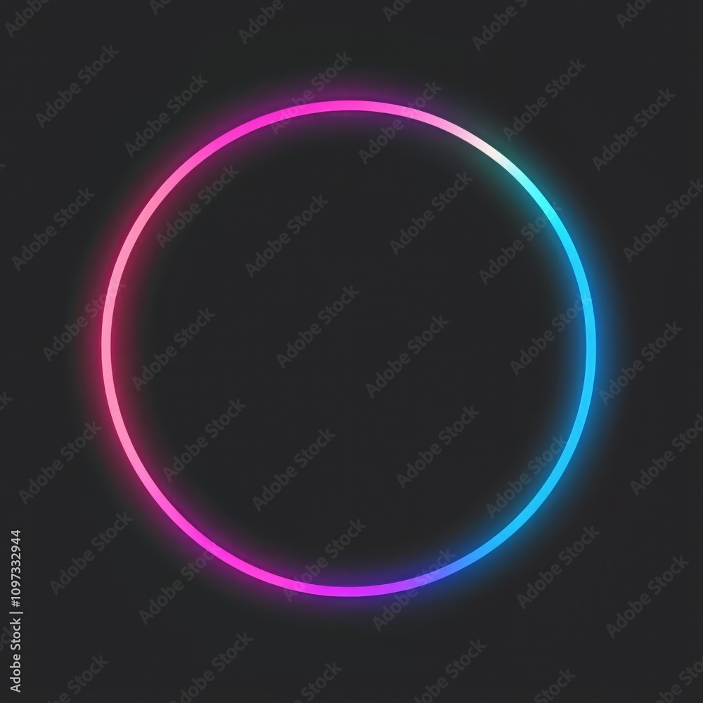 Blue and purple neon glowing light ring line effect on a black background, vector illustration - Generative AI Blue and purple neon glowing light ring line effect on a black background, vector illustration - Generative AI