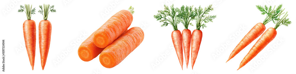Carrot, transparent background concept. Fresh orange carrots with green tops, displayed in various arrangements showcasing their vibrant color and healthy appearance. Carrot, transparent background concept. Fresh orange carrots with green tops, displayed in various arrangements showcasing their vibrant color and healthy appearance.