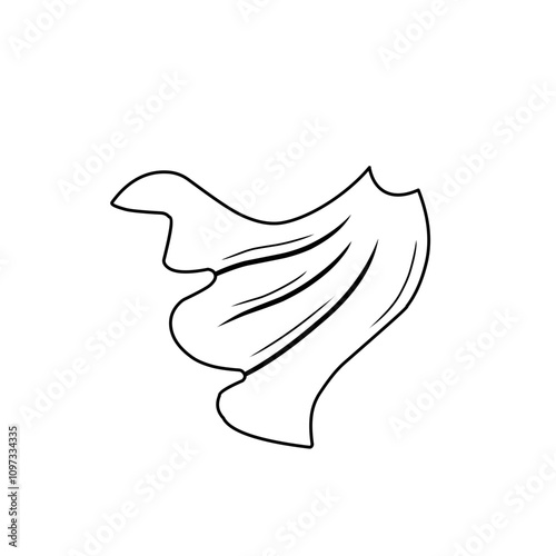 outline sketch of superhero cape
