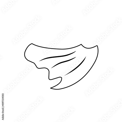 outline sketch of superhero cape