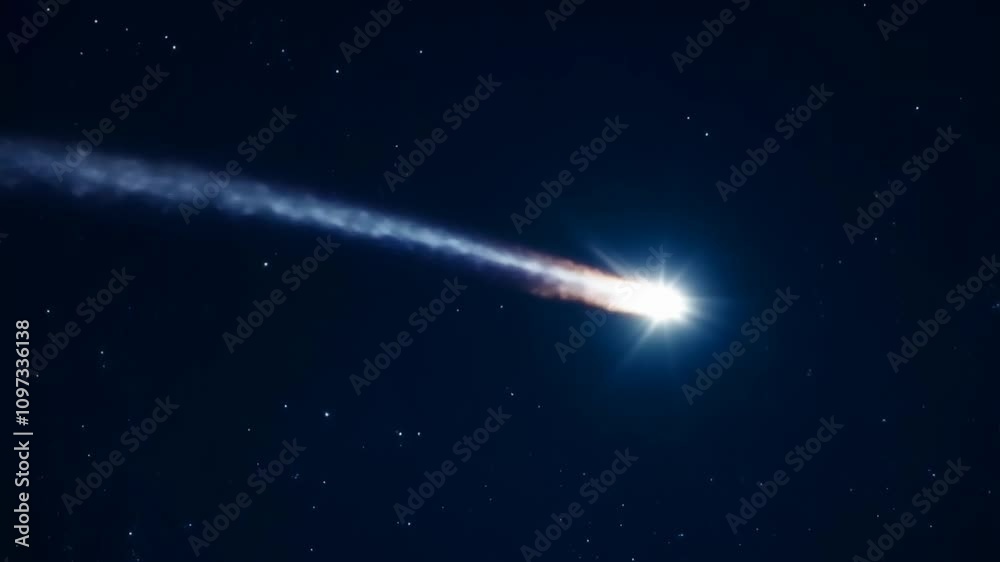 Bright Comet Streaks Across a Starry Night Sky Bright Comet Streaks Across a Starry Night Sky