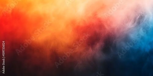 Orange red blue black free form gradient background, grainy texture, blurred color web banner design, copy space