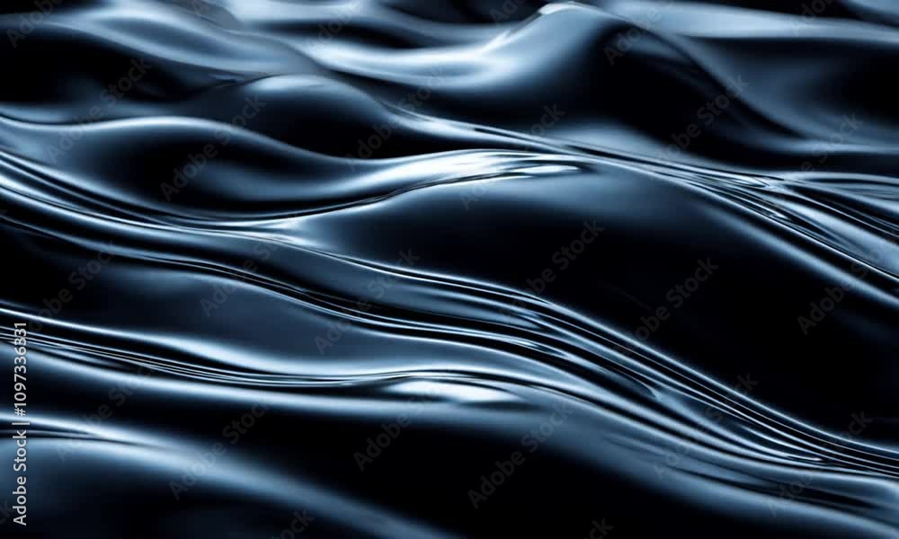 Abstract Black Metallic Waves Background with Smooth Curves and Glossy Texture Abstract Black Metallic Waves Background with Smooth Curves and Glossy Texture