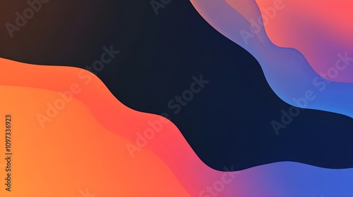 Orange red blue black free form gradient background, grainy texture, blurred color web banner design, copy space