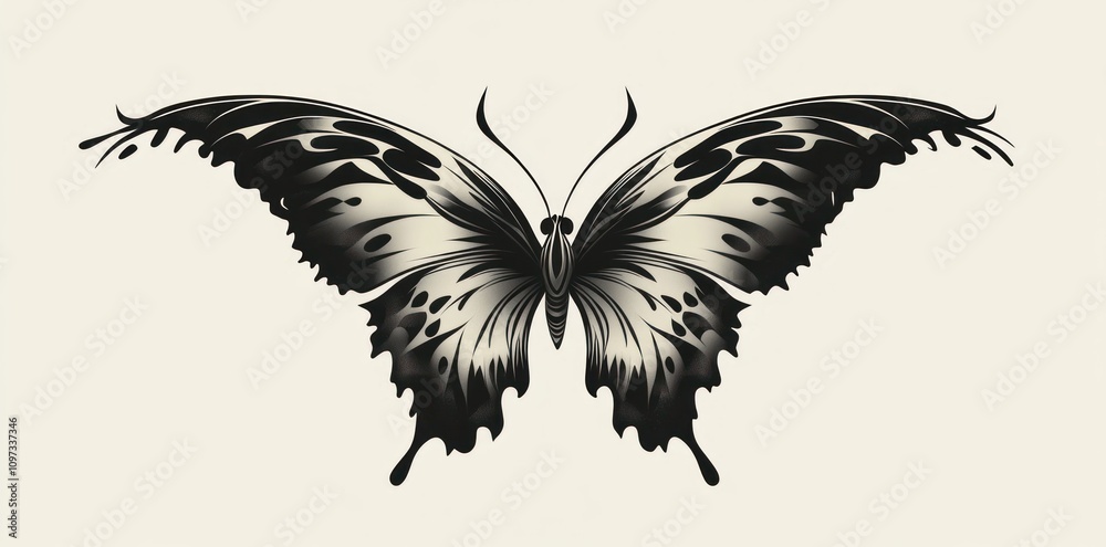 Obraz premium Elegant Black And White Butterfly Design Illustration