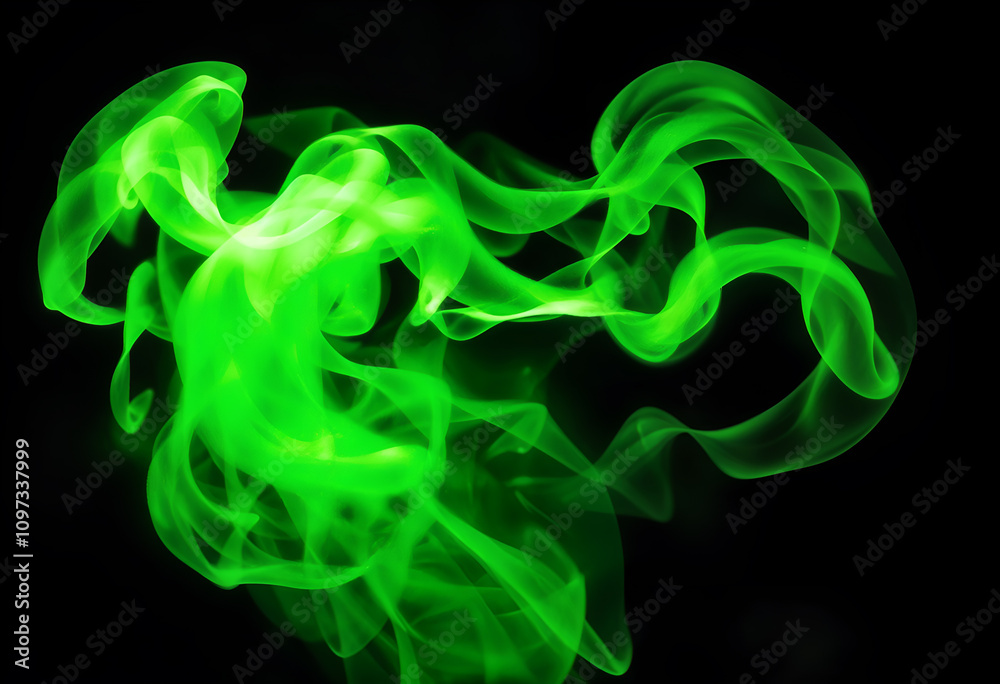 Abstract green smoke swirling on a dark background, creating a mysterious and captivating visual. Great for artistic or atmospheric designs. Generative AI Abstract green smoke swirling on a dark background, creating a mysterious and captivating visual. Great for artistic or atmospheric designs. Generative AI