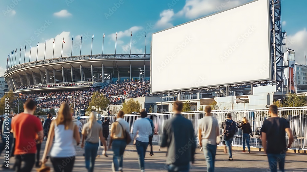 custom made wallpaper toronto digitalStadium Crowd Walking Past Blank Advertisement Board